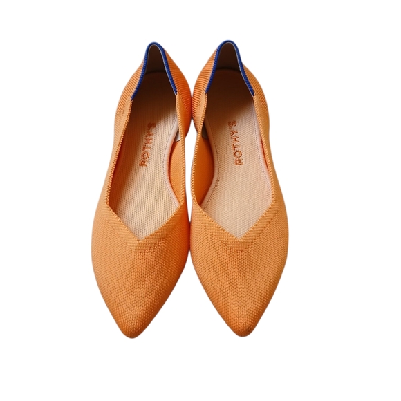Rothys Flats Women's Size 8 Orange Pointed Toe Leopard Sole Classic Preppy EUC - Picture 5 of 5